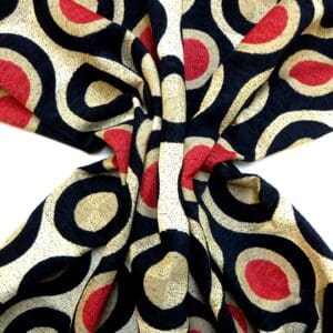Curtain Fabric Egyptian Eyes Flax Weave Beige/Black/Red