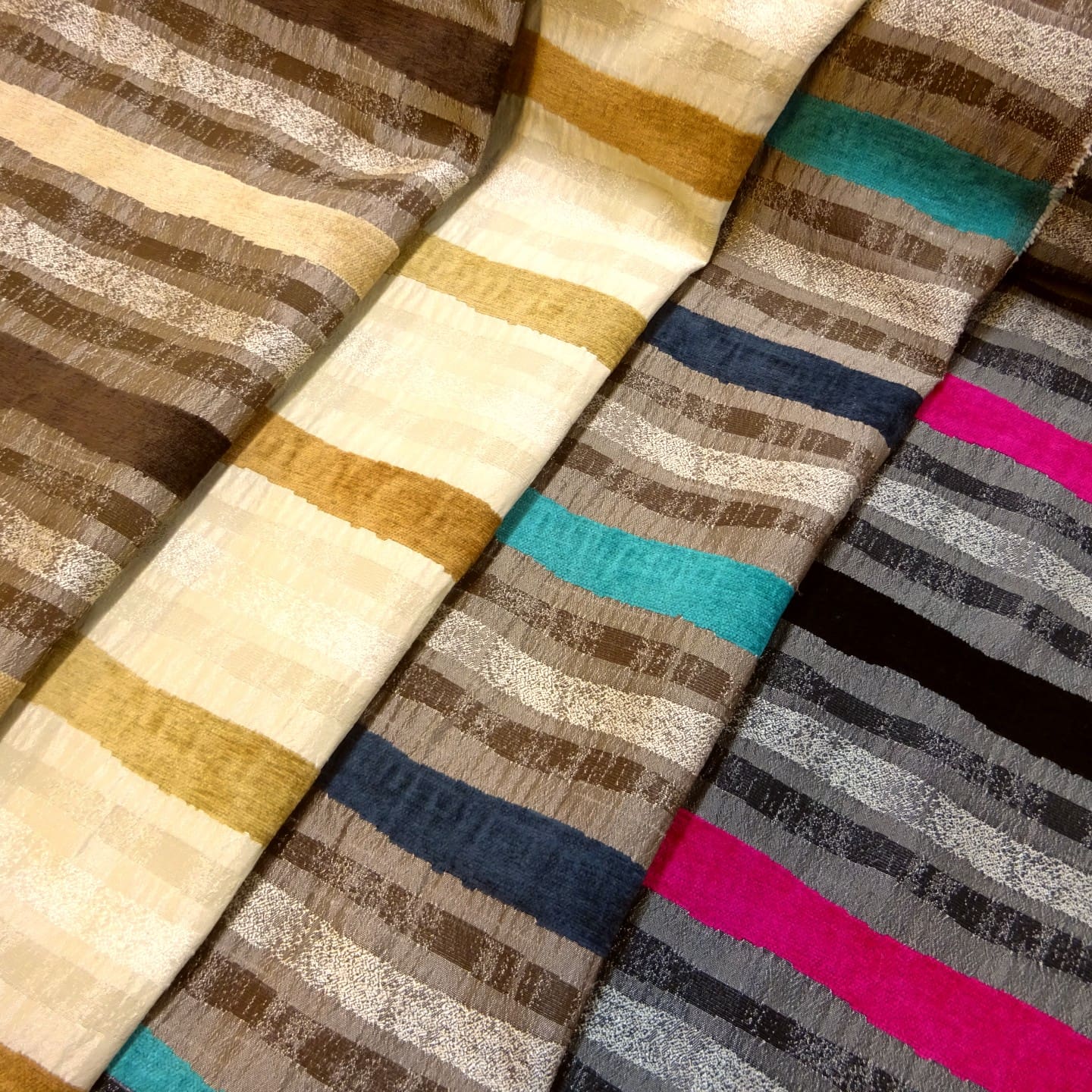 Curtain Fabric Satin Finish Seersucker Stripe