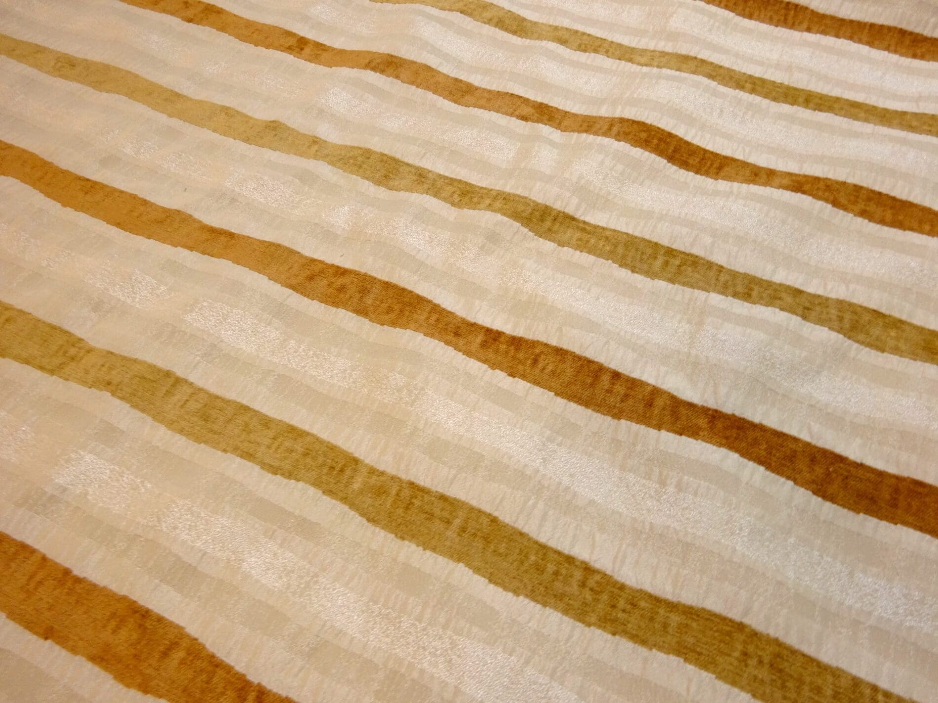 Curtain Fabric Satin Finish Seersucker Stripe Rust/Cream