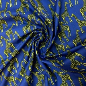 Polyester Cotton Fabric Funky Giraffe navy