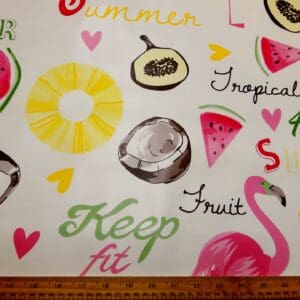 PVC Tabling Fabric Fruity Flamingos
