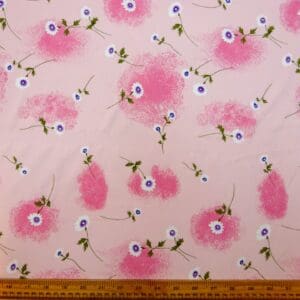 Viscose Fabric Floral Daisy Wink pink