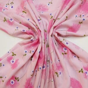 Viscose Fabric Floral Daisy Wink pink