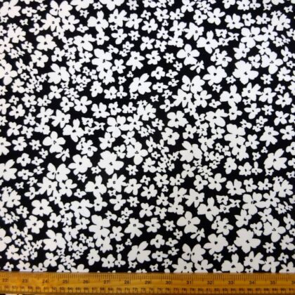 Viscose Fabric Floral Scatter Pansy Black