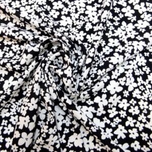 Viscose Fabric Floral Scatter Pansy black