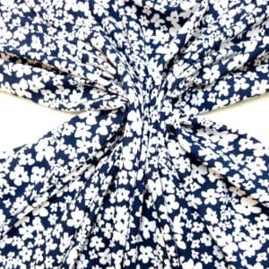 Viscose Fabric Floral Scatter Pansy navy