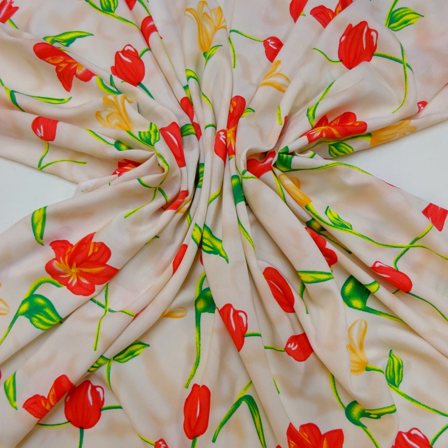 Viscose Fabric Floral Figi Orchid White