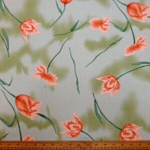 Viscose Fabric Floral Tulip Toscani Mint Peach
