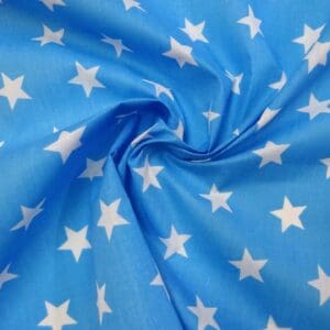 Polyester Cotton Fabric Starmaker Turquoise/White