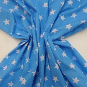 Polyester Cotton Fabric Starmaker Turquoise/White