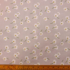 Polyester Cotton Fabric Floral Daisy Time Grey