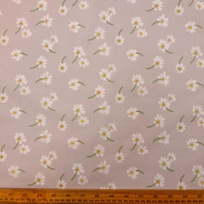 Polyester Cotton Fabric Floral Daisy Time Grey