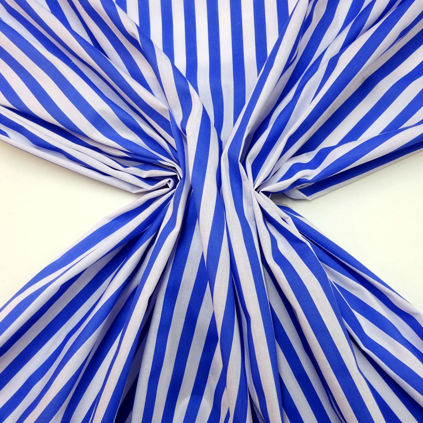 Polyester Cotton Fabric 1cm Stripe Spring Collection Royal/White
