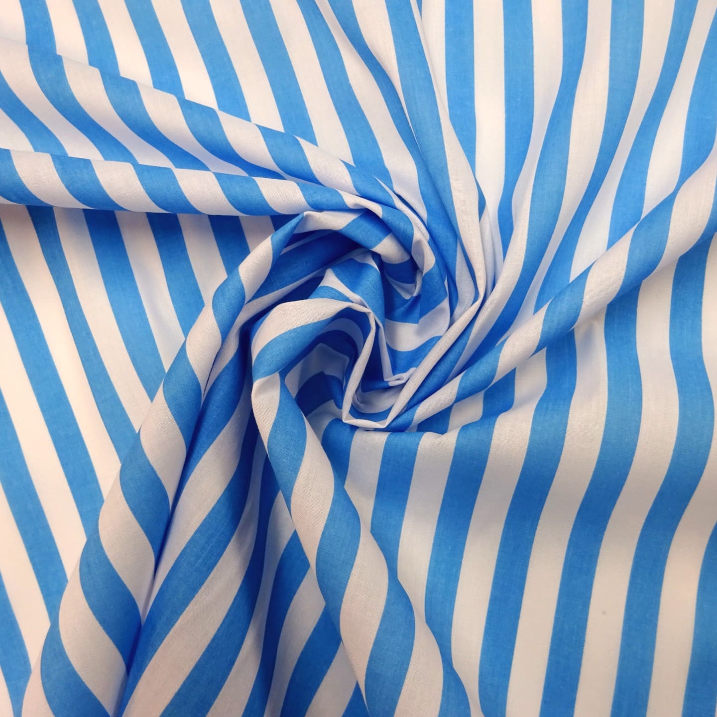 Polyester Cotton Fabric 1cm Stripe Spring Collection Turquoise/White