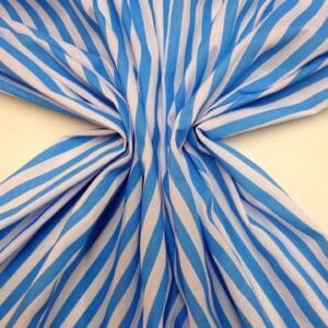 Polyester Cotton Fabric 1cm Stripe Spring Collection Turquoise/White