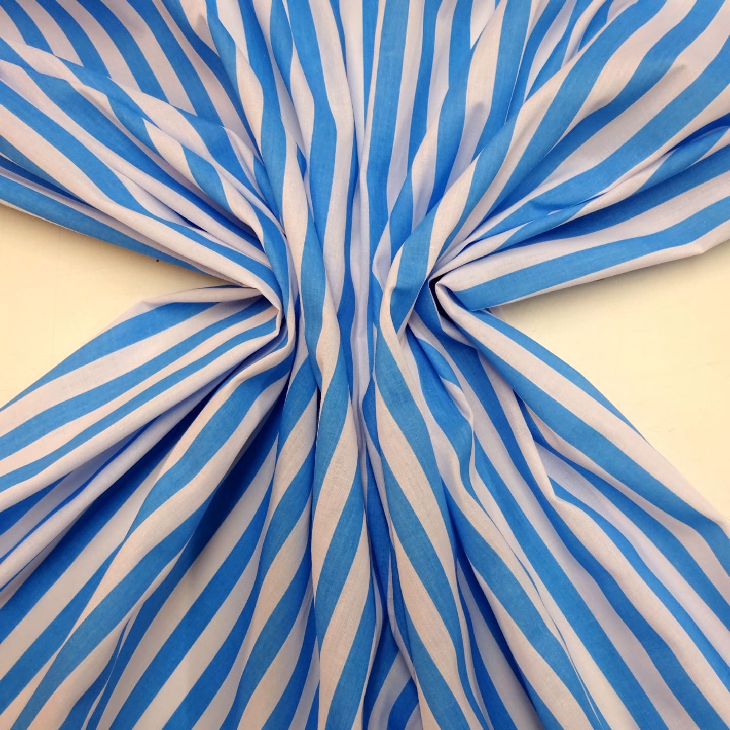 Polyester Cotton Fabric 1cm Stripe Spring Collection Turquoise/White