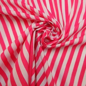 Polyester Cotton Fabric 1cm Stripe Spring Collection Cerise/White