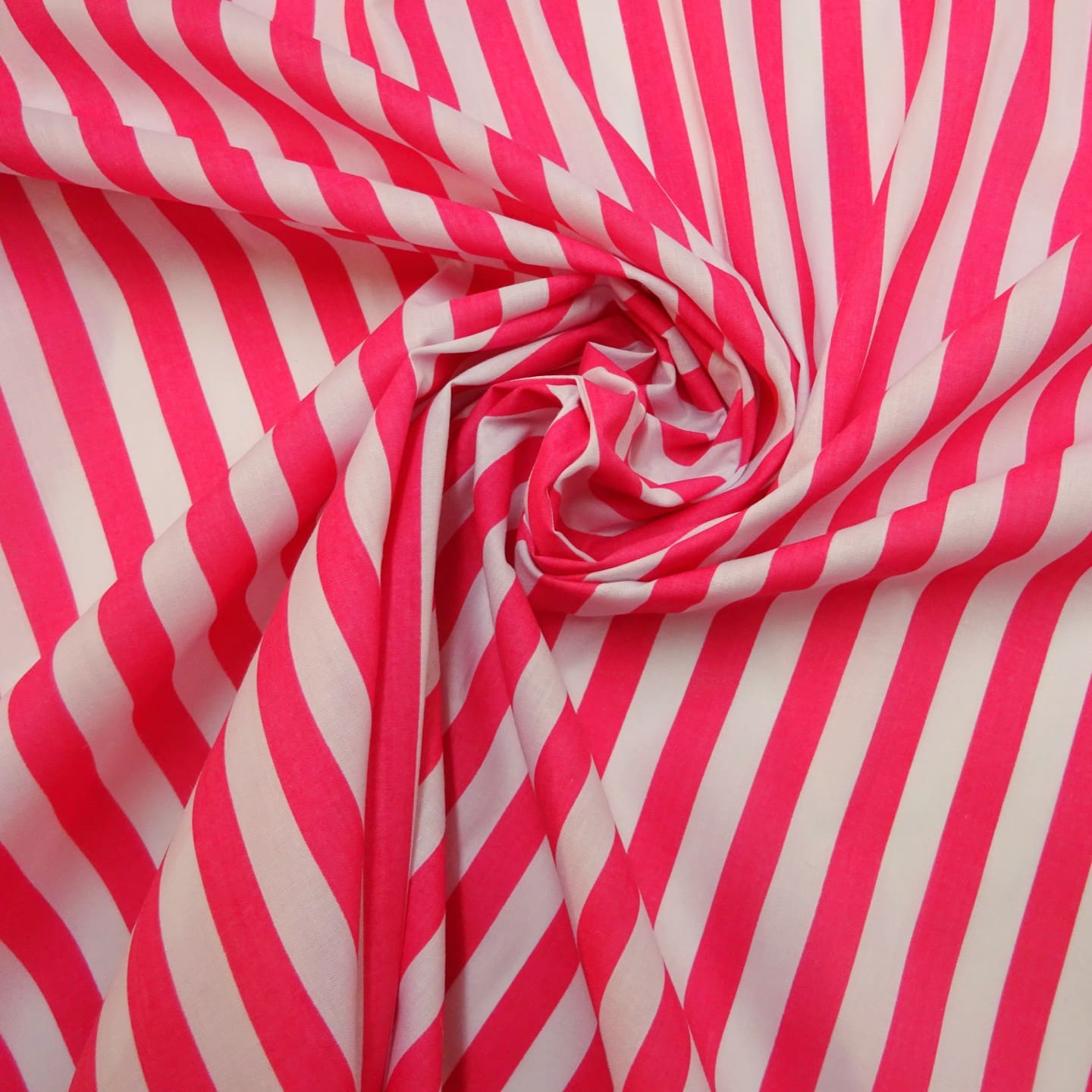 Polyester Cotton Fabric 1cm Stripe Spring Collection Cerise/White