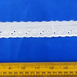Lace Trim Broderie Anglais Flat 3cm Wide Brussels White