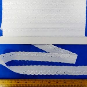 Lace Trim Broderie Anglais Flat 3cm Wide Brussels White