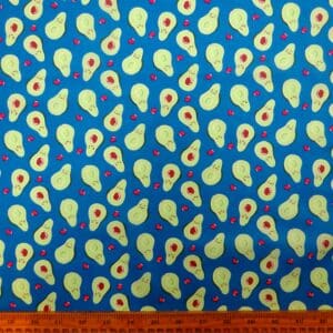 Polyester Cotton Fabric Avocado Toast Turquoise Lime
