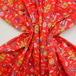 Polyester Cotton Fabric Party Pirates Red