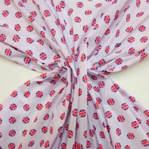Polyester Cotton Fabric The Jack Rounds Flag Print White