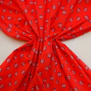 Polyester Cotton Fabric The Jack Rounds Flag Print Red