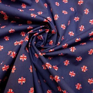 Polyester Cotton Fabric The Jack Rounds Flag Print navy