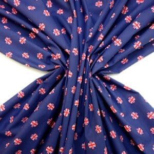 Polyester Cotton Fabric The Jack Rounds Flag Print Navy