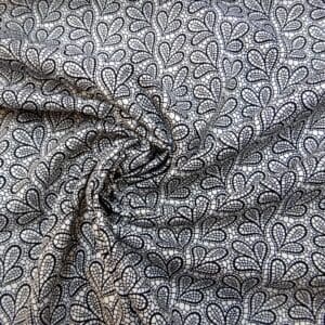 Cotton Fabric Abstract Clover Lace Black On White