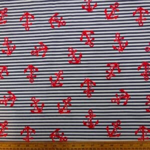 Cotton Fabric Print Anchors Away Navy
