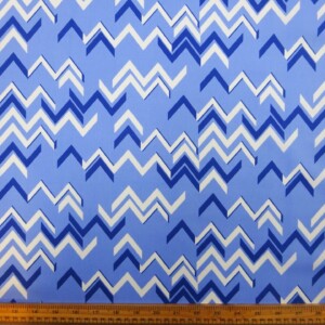 Cotton Fabric Chevrons Blue Cream