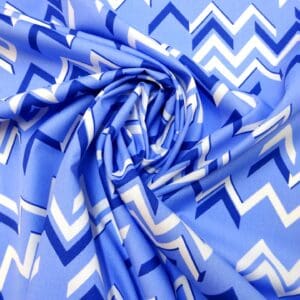 Cotton Fabric Chevrons Blue Cream