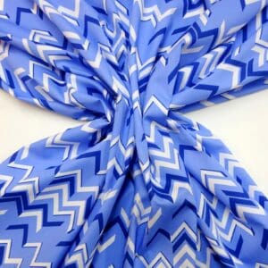 Cotton Fabric Chevrons Blue Cream