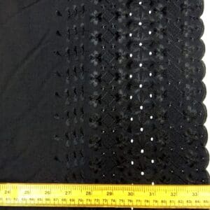 Broderie Anglais Fabric Double Bordered Cosmopolitan Black