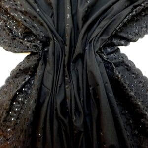 Broderie Anglais Fabric Double Bordered Cosmopolitan Black
