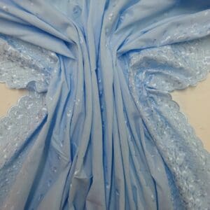 Broderie Anglais Fabric Double Bordered Cosmopolitan Blue