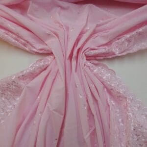 Broderie Anglais Fabric Double Bordered Cosmopolitan Pink
