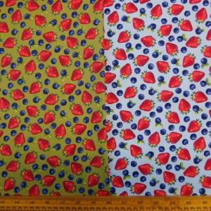 Cotton Fabric Blueberries And Strawberries