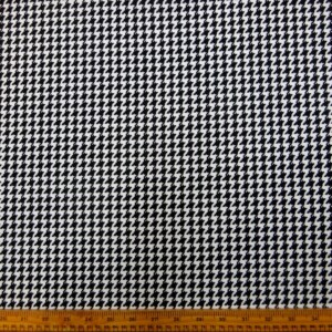 Crepe Jersey Fabric Classic 1950 Vintage Dog Tooth Black White