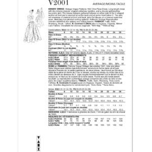 Vogue Sewing Pattern 2001