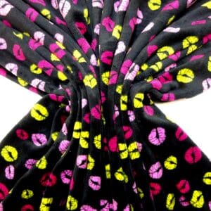 Fleece Fabric Soft Huggable Pucker Them Lips Black