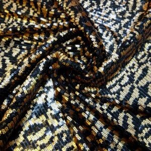 Sequin Fabric On Net Cable Copper Black