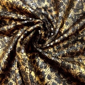 Sequin Fabric On Jersey Lacey Leopard Bronze Black