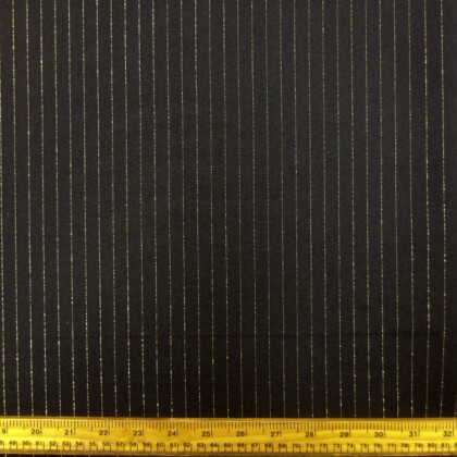 Suiting Fabric Pin Stripe Black Gold