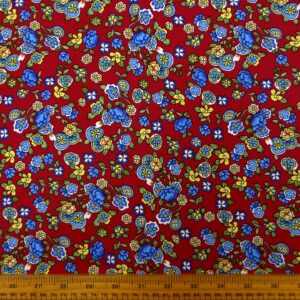 Viscose Fabric Faux Liberty Print Twiggy Willow Wine