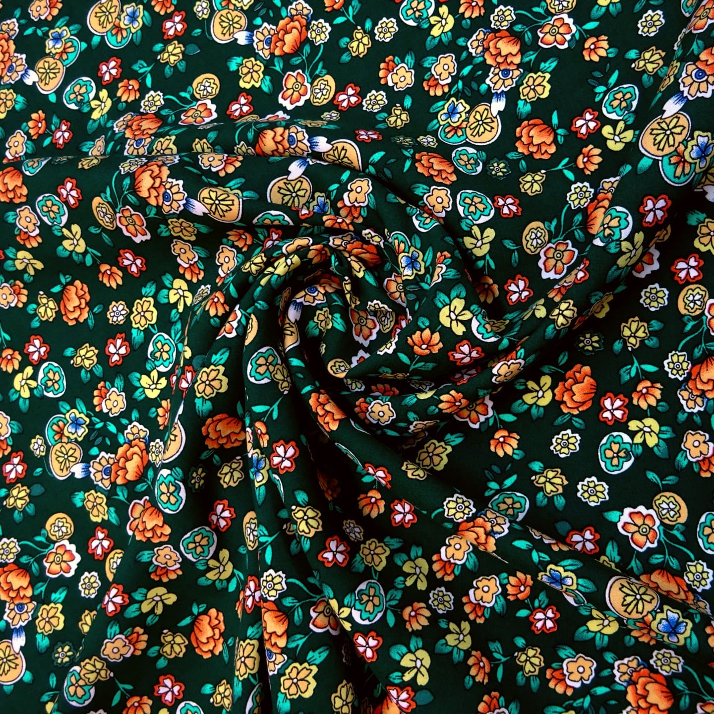 Viscose Fabric Faux Liberty Print Twiggy Willow Bottle