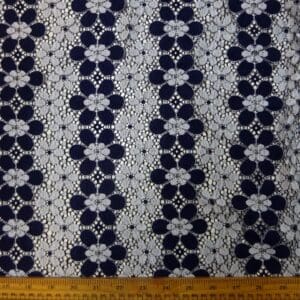 Lace Fabric French Cluney Lace Navy White