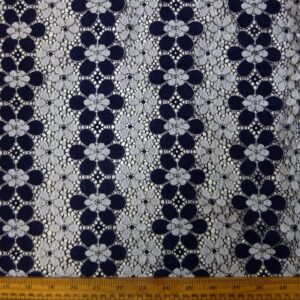 Lace Fabric French Cluney Lace Navy White